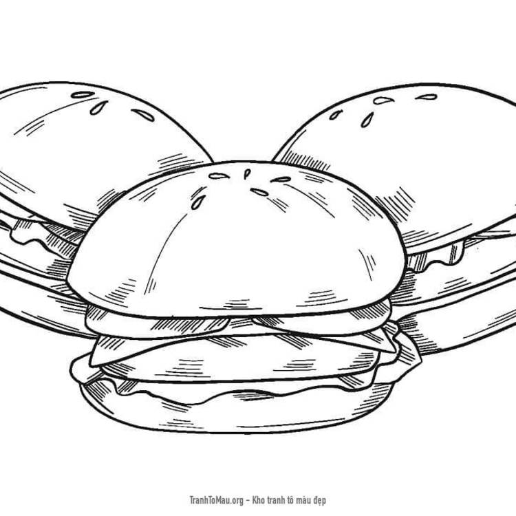 Tải tranh tô màu Ba Cái Hamburger