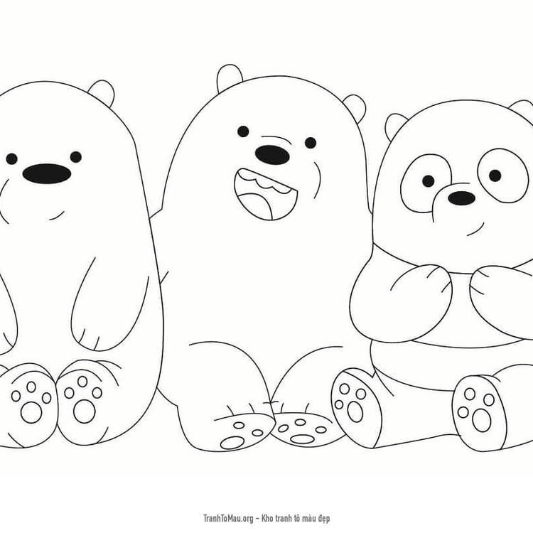 Tải tranh tô màu Ba Chú Gấu Lúc Nhỏ