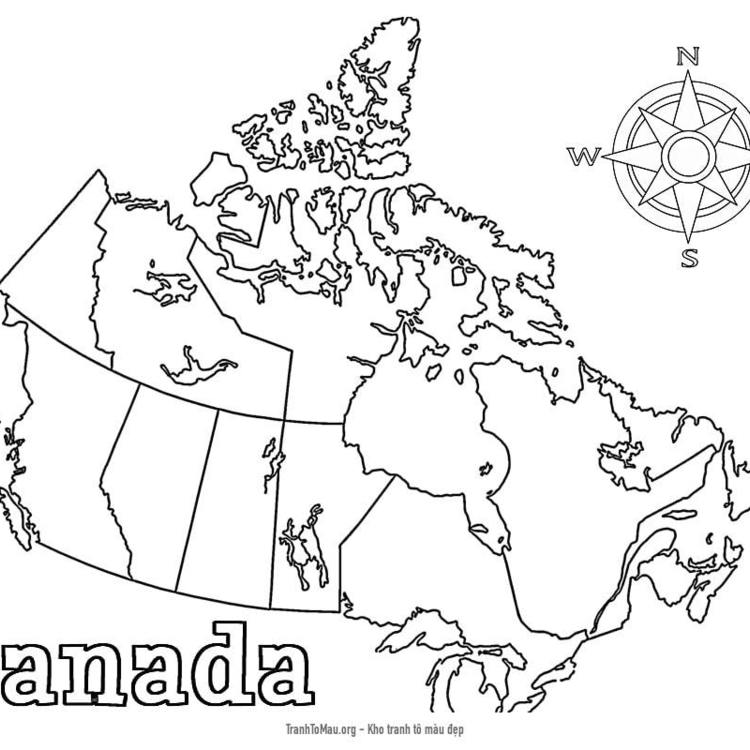 Tải tranh tô màu Bản Đồ Canada