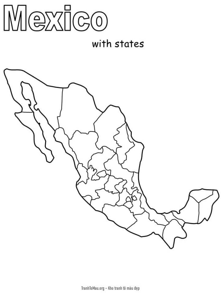 Tải tranh tô màu Bản Đồ Nước Mexico
