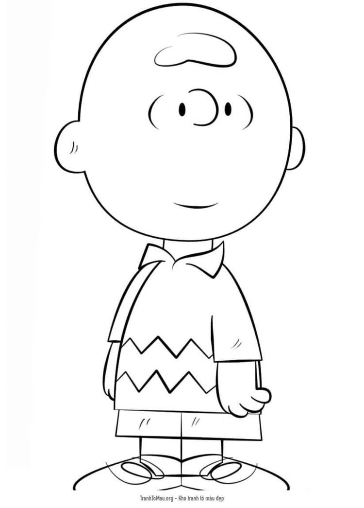 Tải tranh tô màu Charlie Brown Đang Đứng