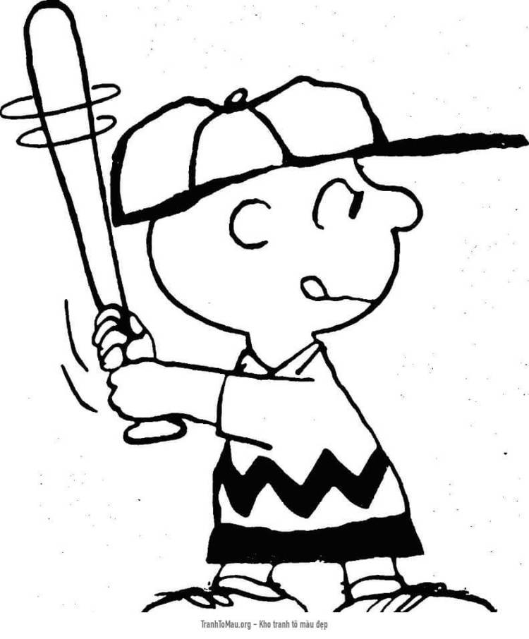 Tải tranh tô màu Charlie Brown Đánh Bóng Chày