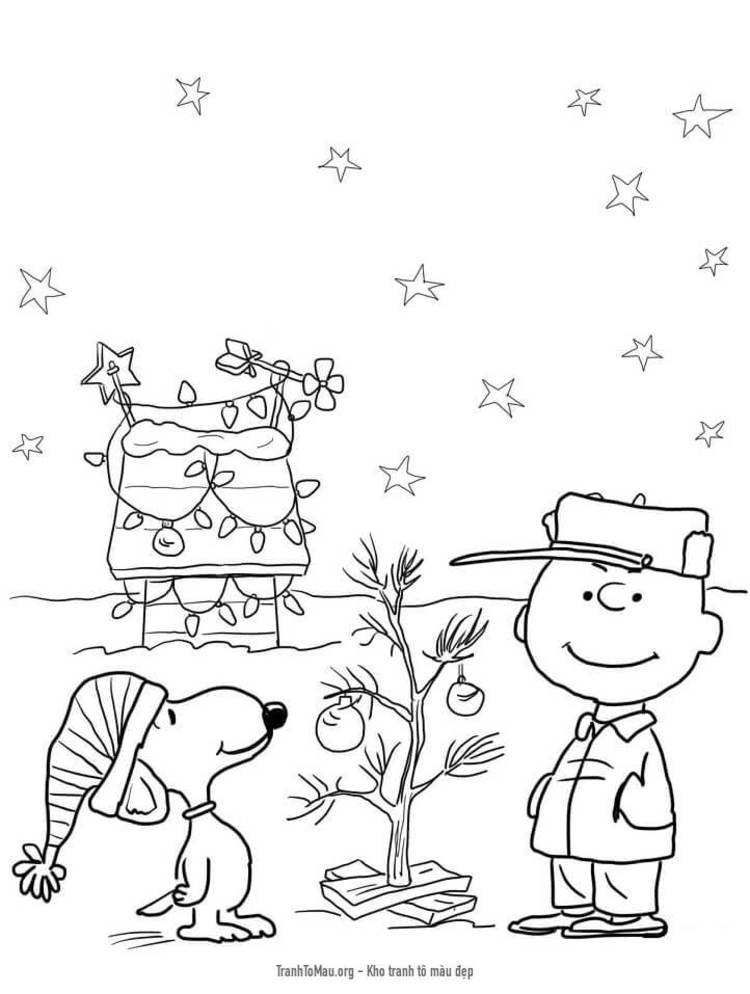 Tải tranh tô màu Charlie Brown Đón Giáng Sinh