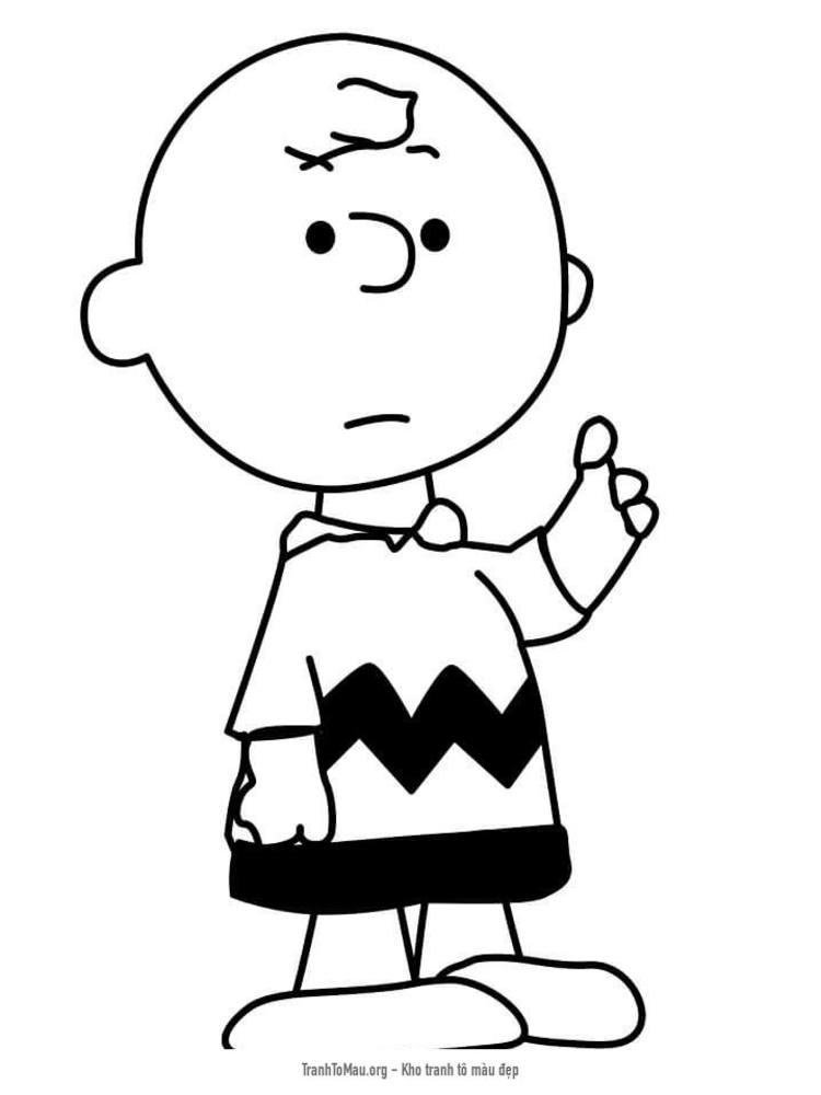 Tải tranh tô màu Charlie Brown Giơ Tay