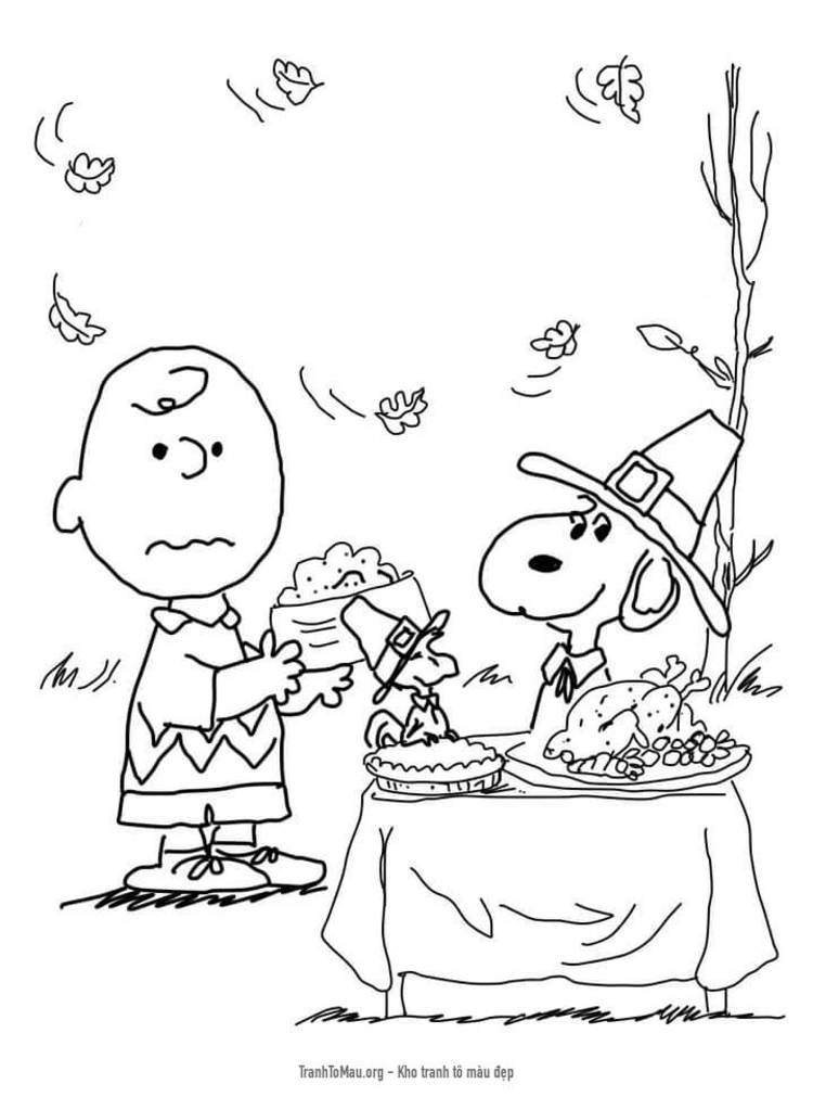 Tải tranh tô màu Charlie Brown TRong Lễ Tạ Ơn