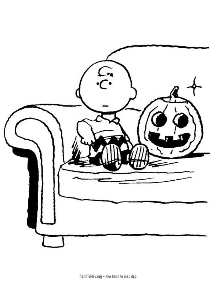 Tải tranh tô màu Charlie Brown và Quả Bí Ngô