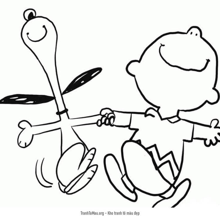 Tải tranh tô màu Charlie Brown Và Snoopy Vui Vẻ