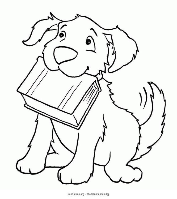 Tải tranh tô màu Chú Chó và Cuốn Sách