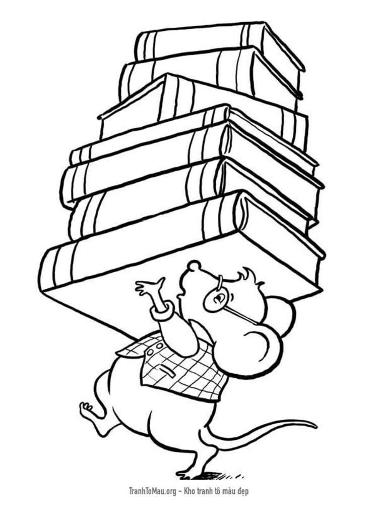 Tải tranh tô màu Chú Chuột và Những Cuốn Sách