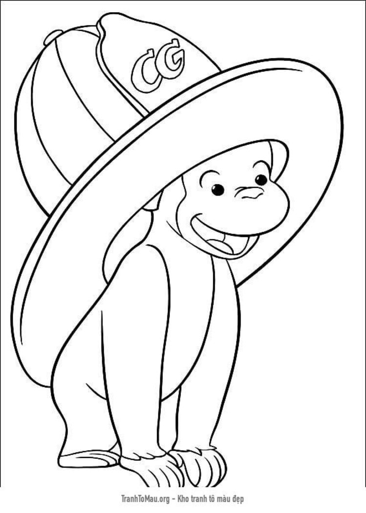 Tải tranh tô màu Chú Khỉ George Đội Mũ Cứu Hỏa