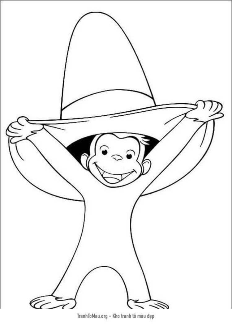 Tải tranh tô màu Chú Khỉ George và Chiếc Mũ