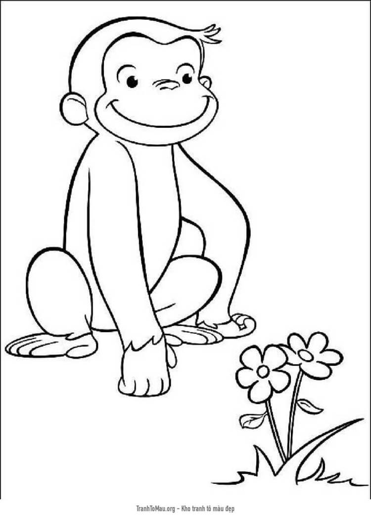 Tải tranh tô màu Chú Khỉ George và Hoa
