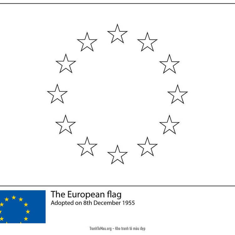 Tải tranh tô màu Cờ Liên Minh Châu Âu