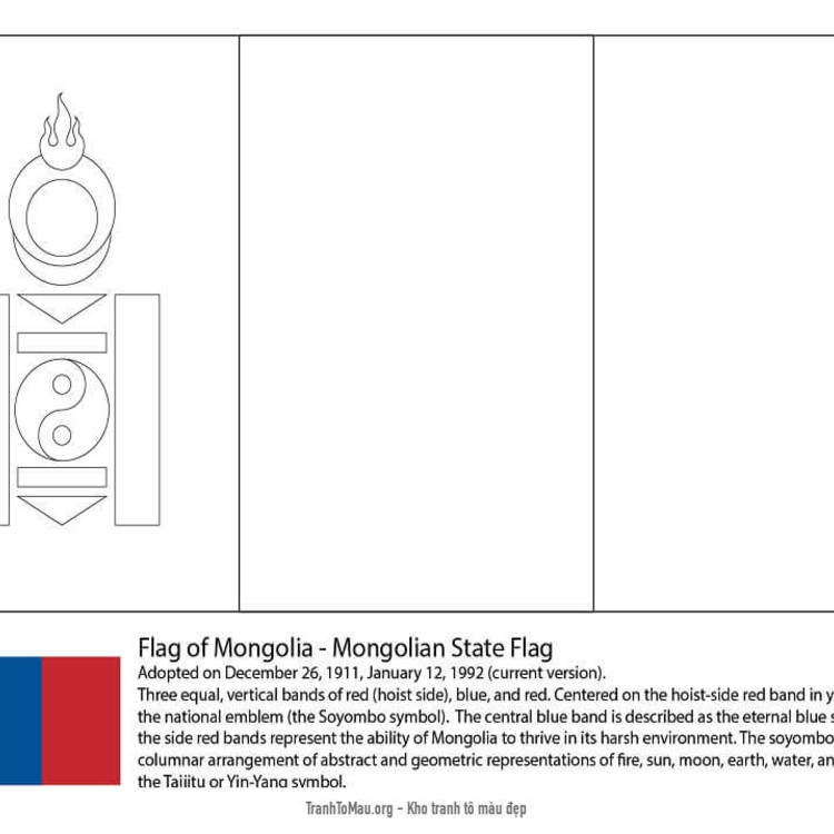 Tải tranh tô màu Cờ mongolia