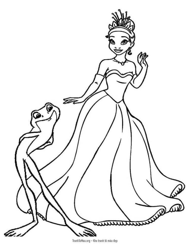 Tải tranh tô màu Công Chúa Tiana Ếch