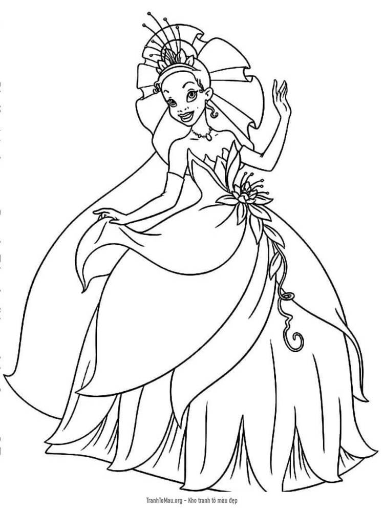 Tải tranh tô màu Công Chúa Tiana Lộng Lẫy