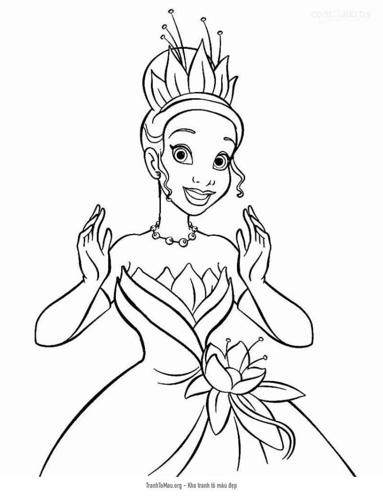 Tải tranh tô màu Công Chúa Tiana Mỉm Cười
