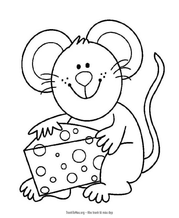 Tải tranh tô màu Con Chuột Với Miếng Phô Mai