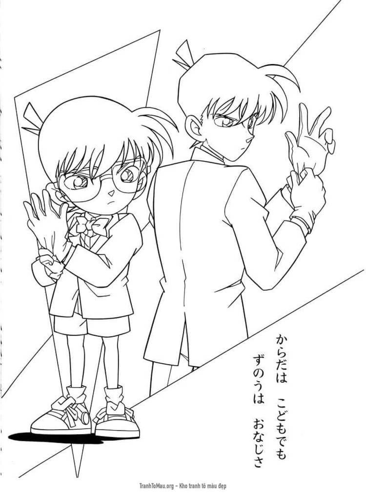 Tải tranh tô màu Conan và Shinichi