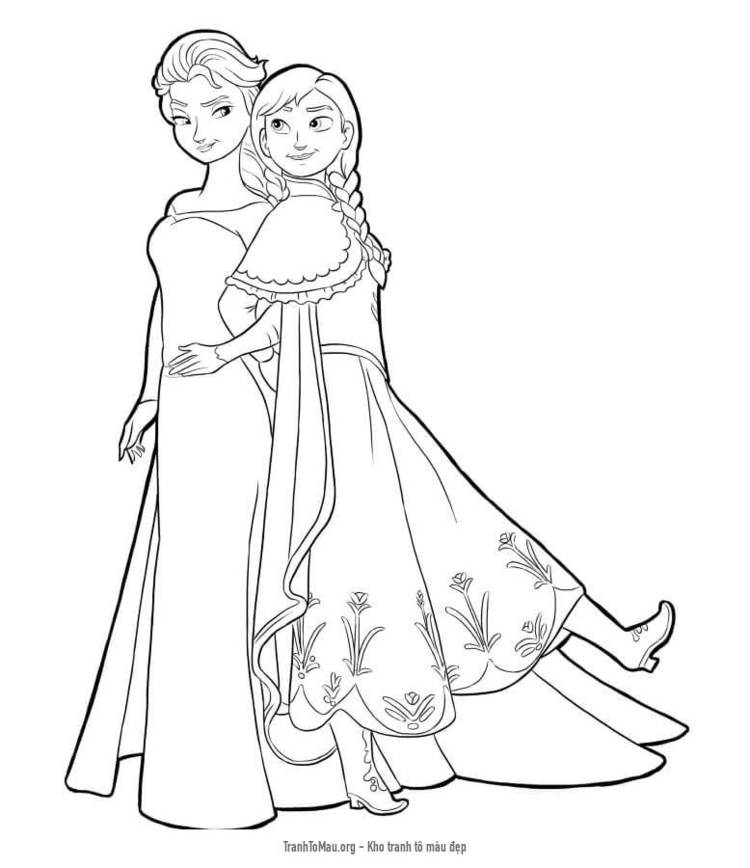 Tải tranh tô màu Công Chúa Elsa và Anna
