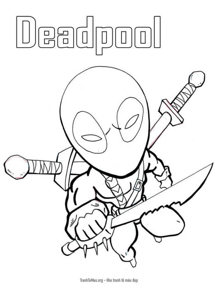 Tải tranh tô màu Deadpool Mạnh Mẽ