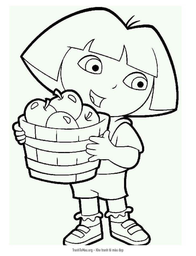 Tải tranh tô màu Dora và Giỏ Táo