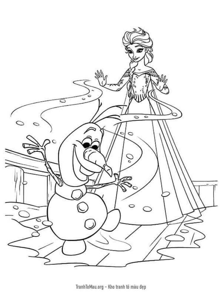 Tải tranh tô màu Elsa và Olaf