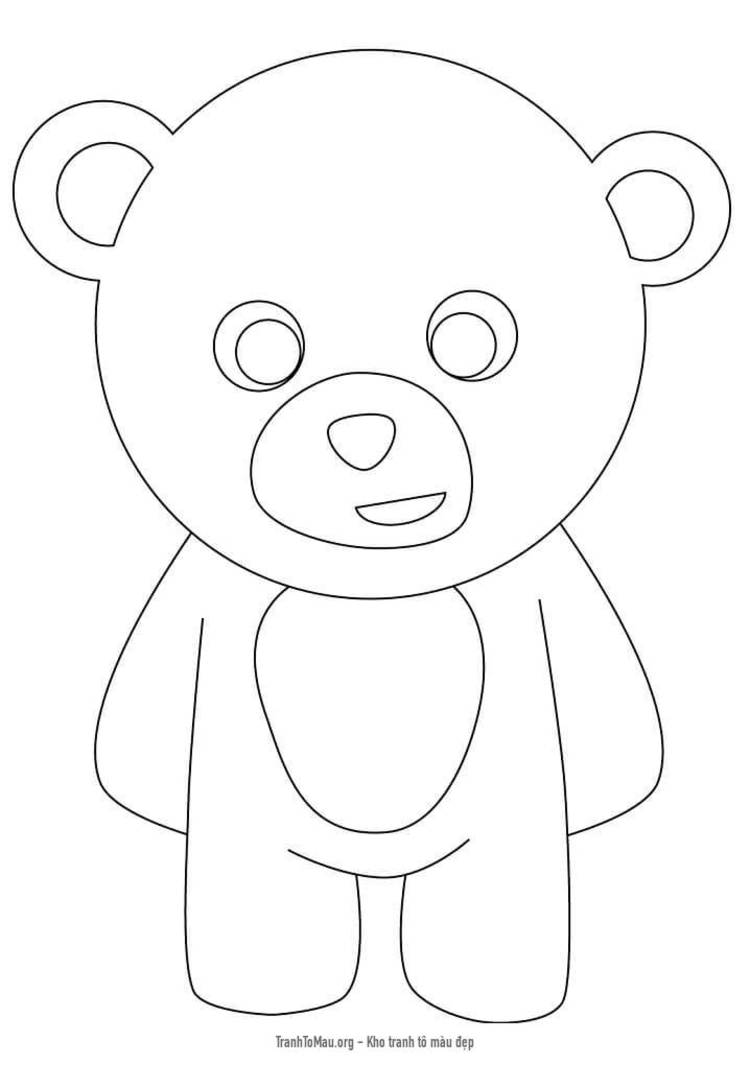Tải tranh tô màu Gấu Teddy Đang Đứng