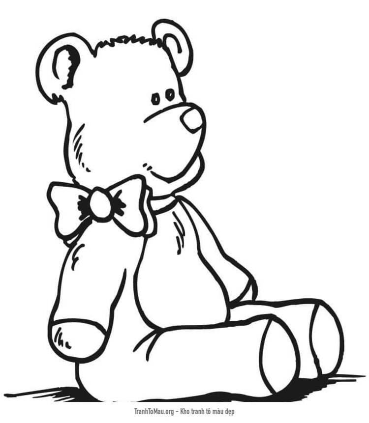 Tải tranh tô màu Gấu Teddy Đang Ngồi