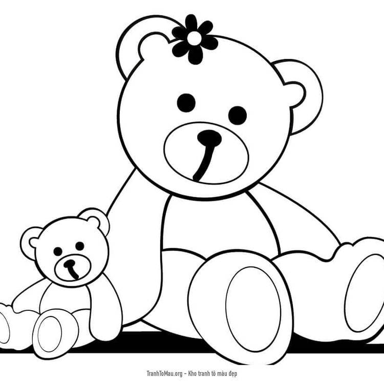 Tải tranh tô màu Gấu Teddy Lớn và Bé