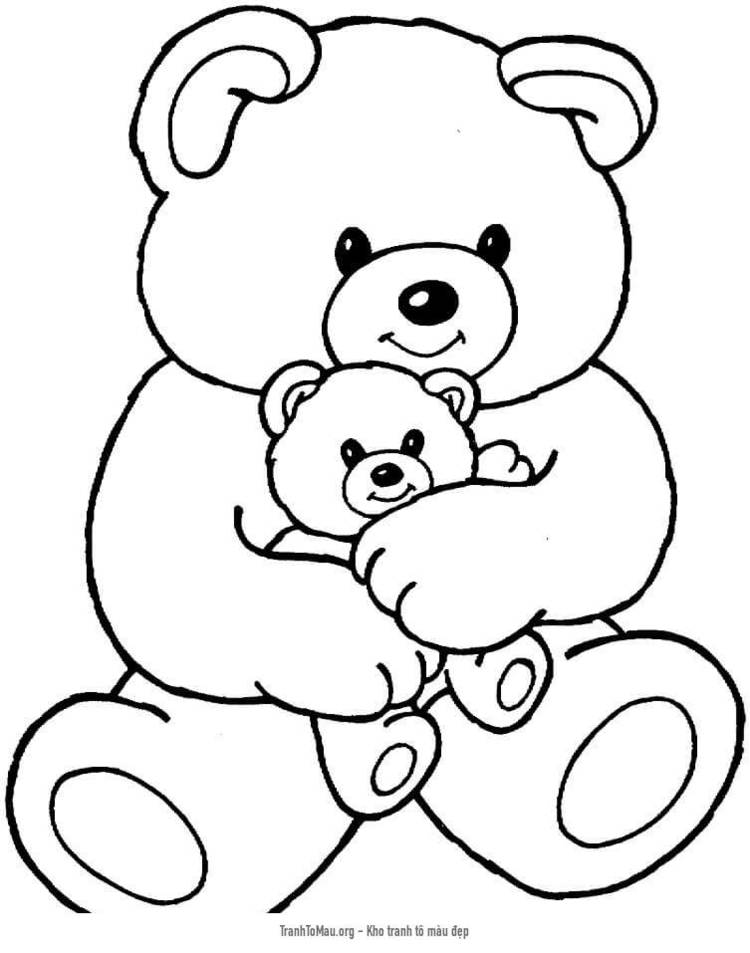 Tải tranh tô màu Gấu Teddy Lớn và Nhỏ