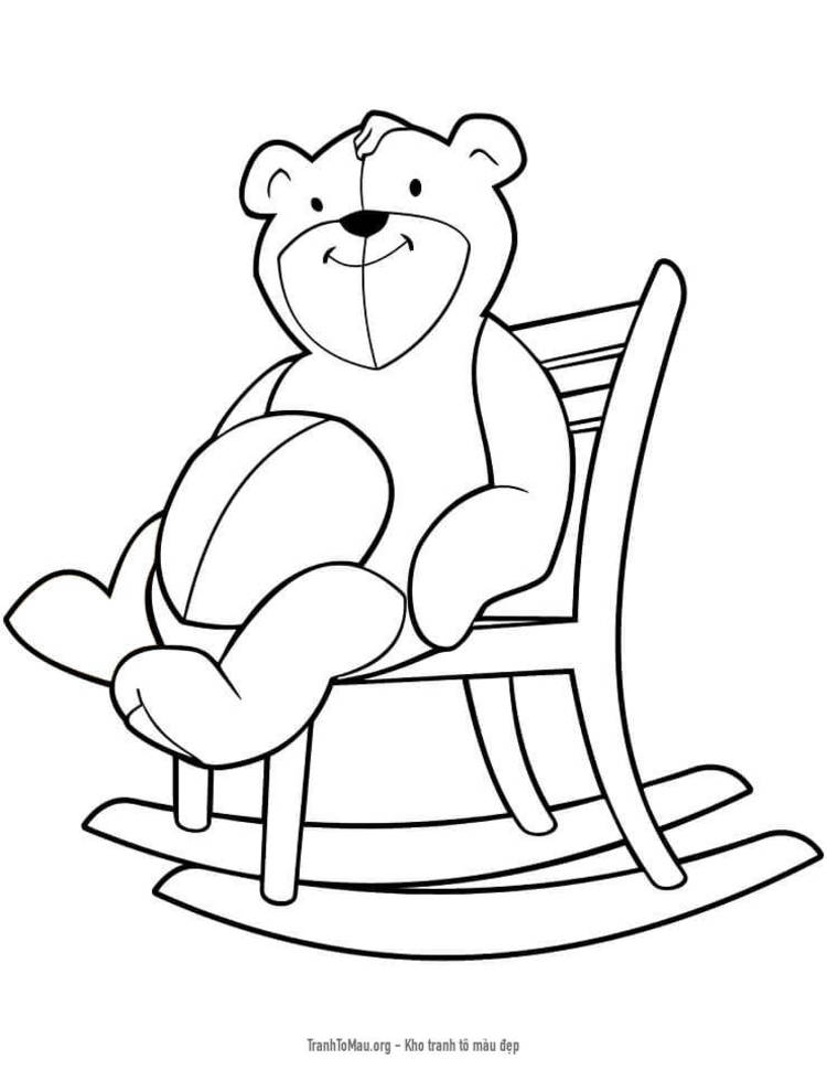 Tải tranh tô màu Gấu Teddy Trên Ghế