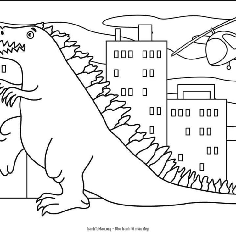 Tải tranh tô màu Godzilla Hài Hước