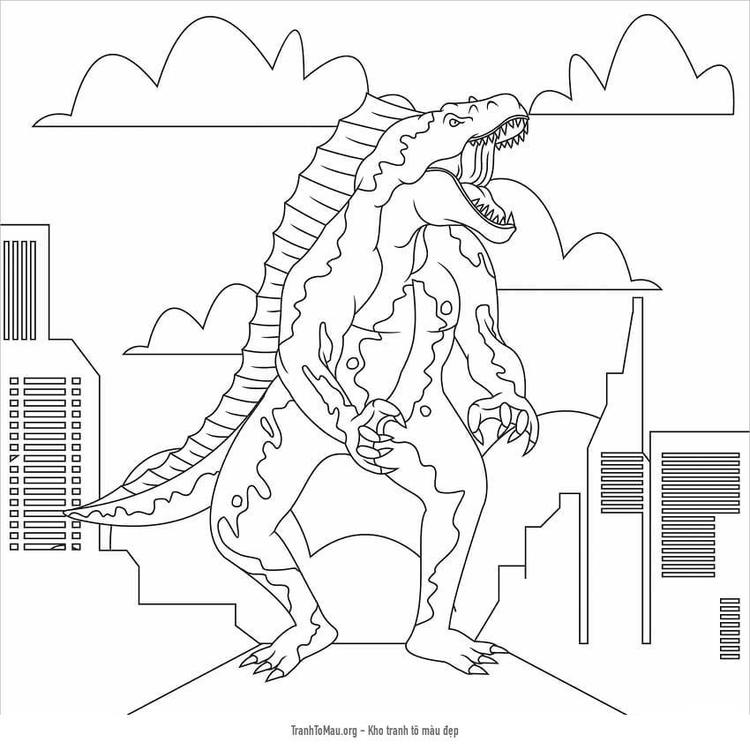 Tải tranh tô màu Godzilla Trong Thành Phố