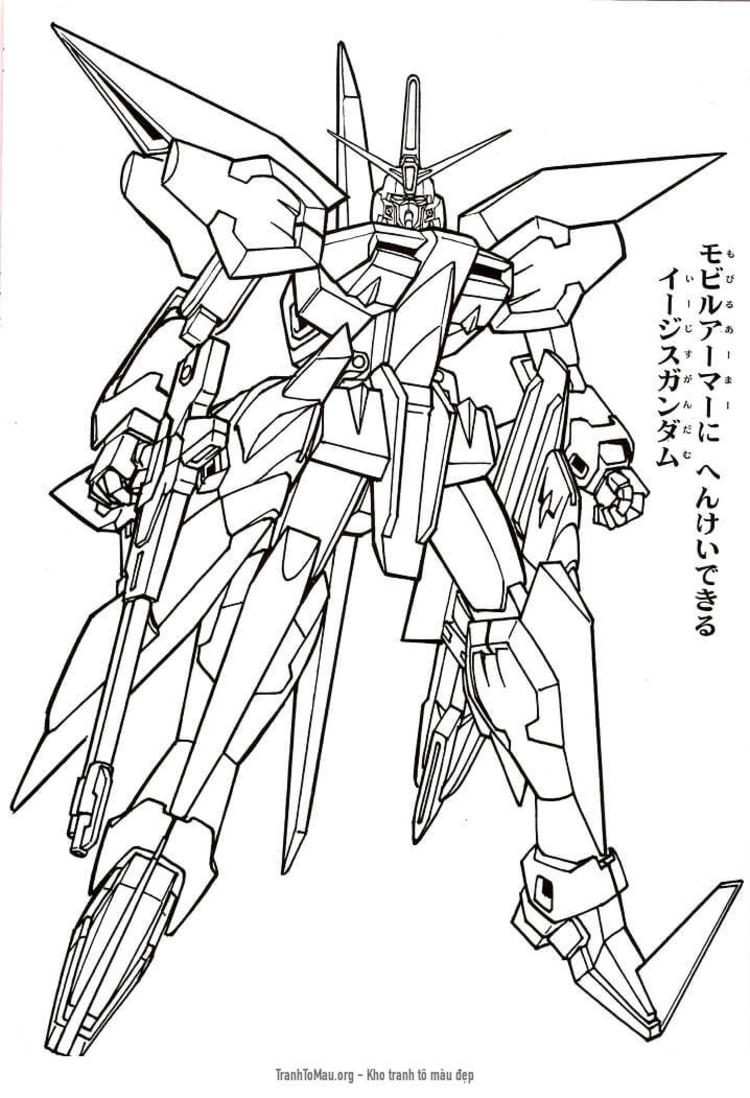 Tải tranh tô màu Gundam Cầm Súng