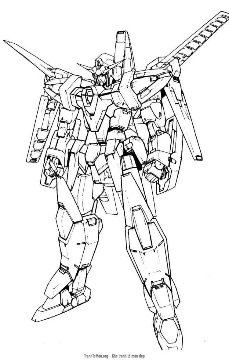Tải tranh tô màu Gundam Mạnh Mẽ