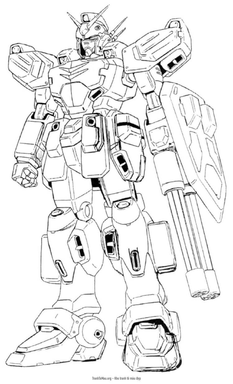 Tải tranh tô màu Gundam Với Súng