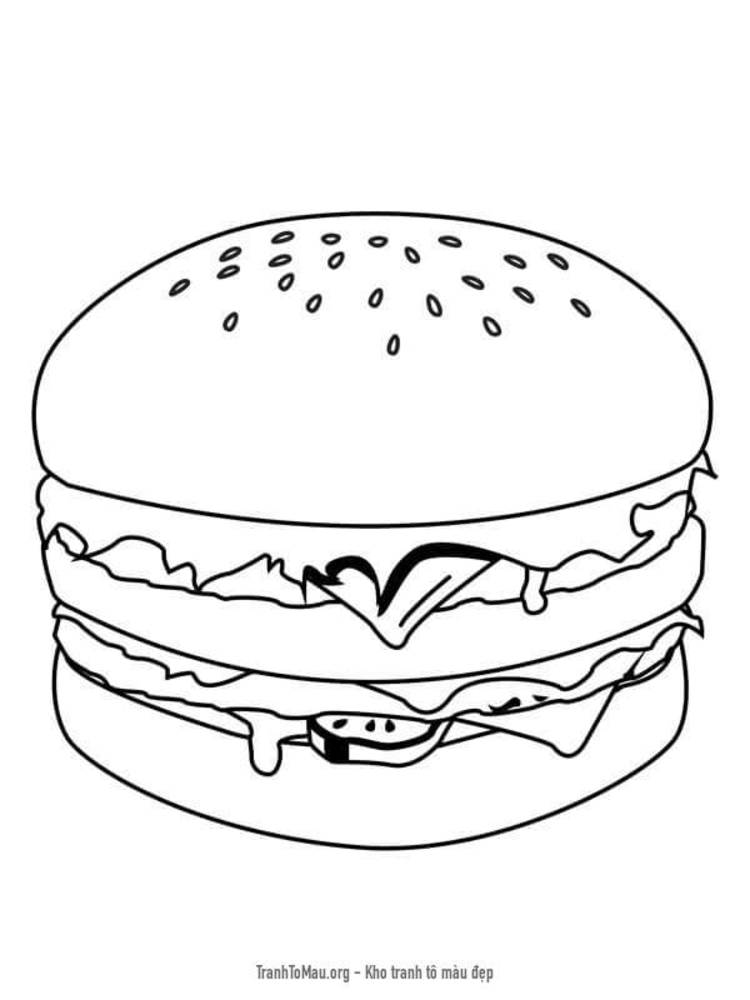 Tải tranh tô màu Hamburger Đẹp Mắt