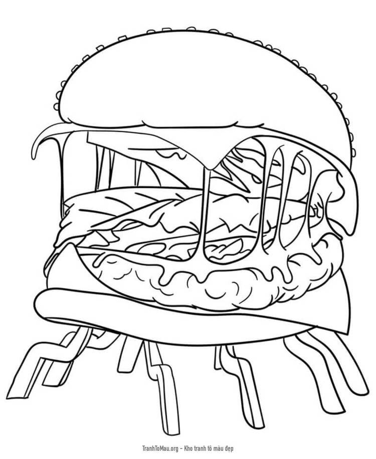 Tải tranh tô màu Hamburger Quái Vật