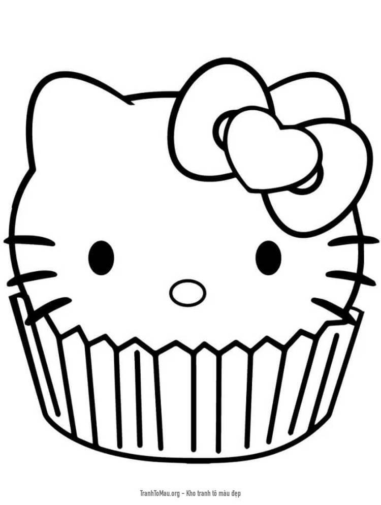 Tải tranh tô màu Hello Kitty Bánh Ngọt