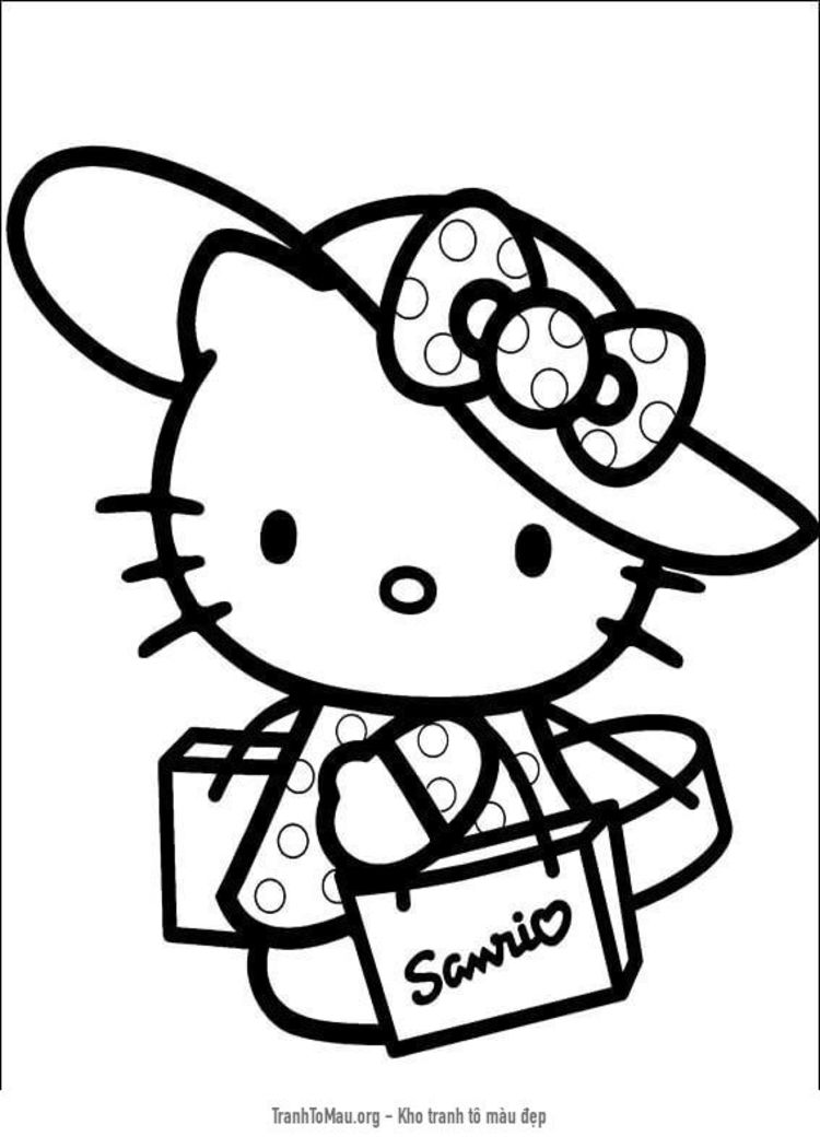 Tải tranh tô màu Hello Kitty Mua Sắm
