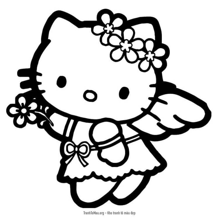 Tải tranh tô màu Hello Kitty Thiên Thần