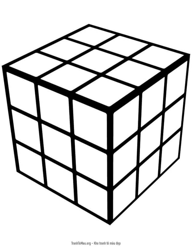 Tải tranh tô màu Khối Rubik Đơn Giản