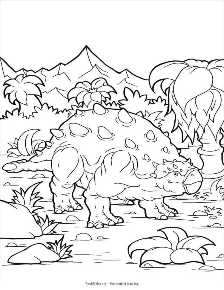 Tải tranh tô màu Khủng Long Ankylosaurus