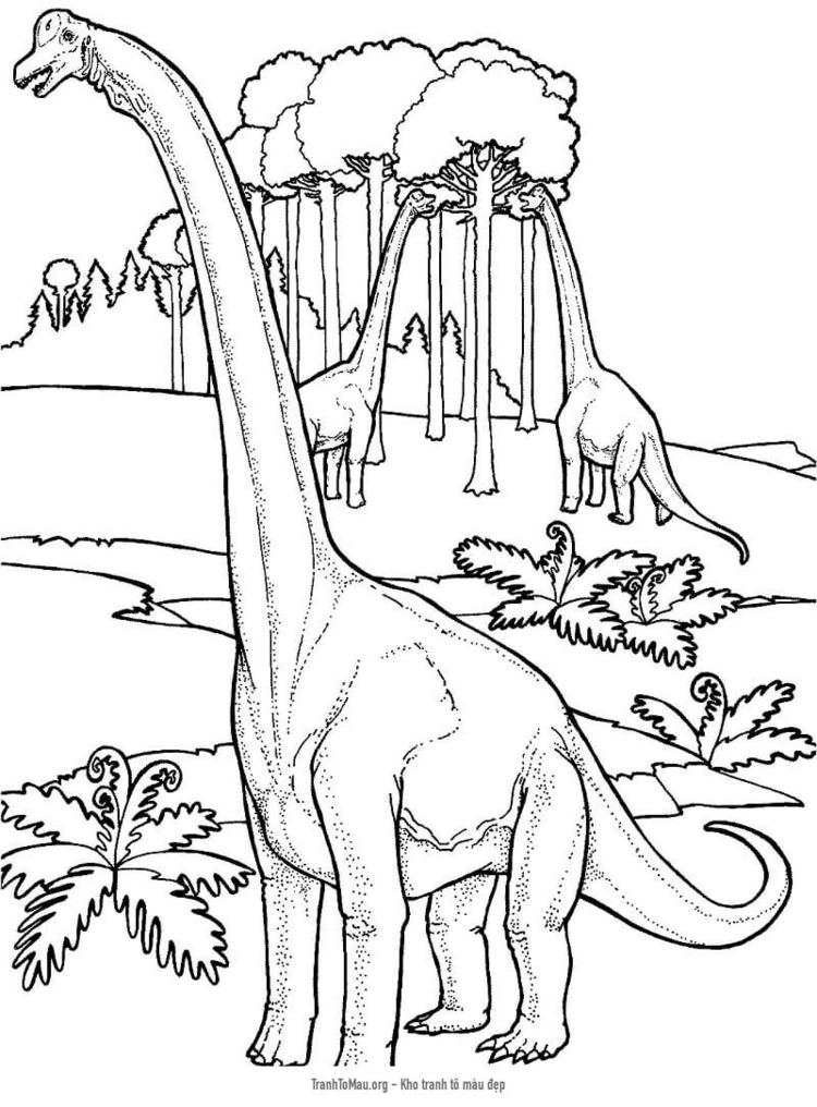 Tải tranh tô màu Khủng Long Brachiosaurus