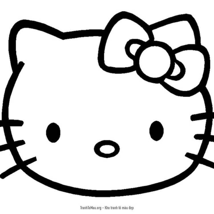 Tải tranh tô màu Khuôn Mặt Hello Kitty