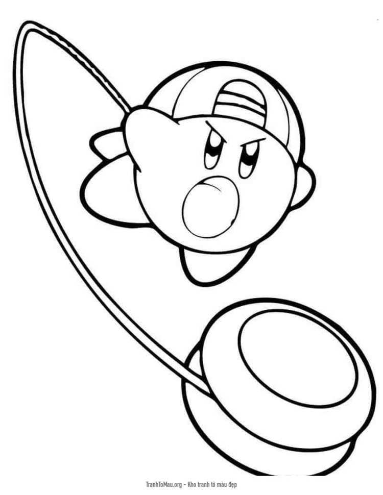 Tải tranh tô màu Kirby chơi Yoyo
