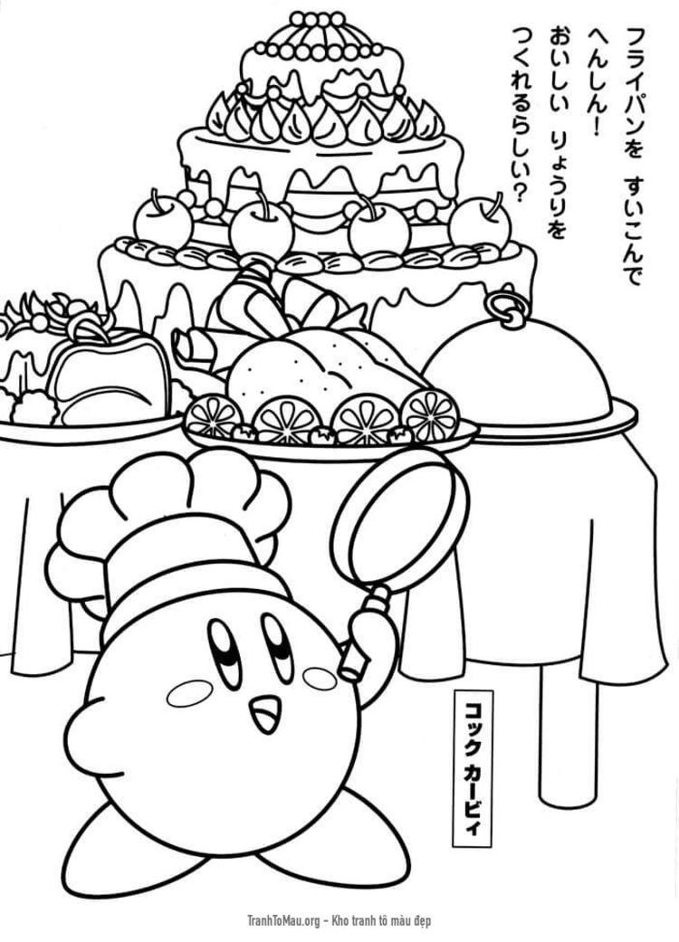Tải tranh tô màu Kirby Đầu Bếp