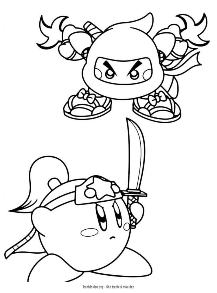 Tải tranh tô màu Kirby Ninja