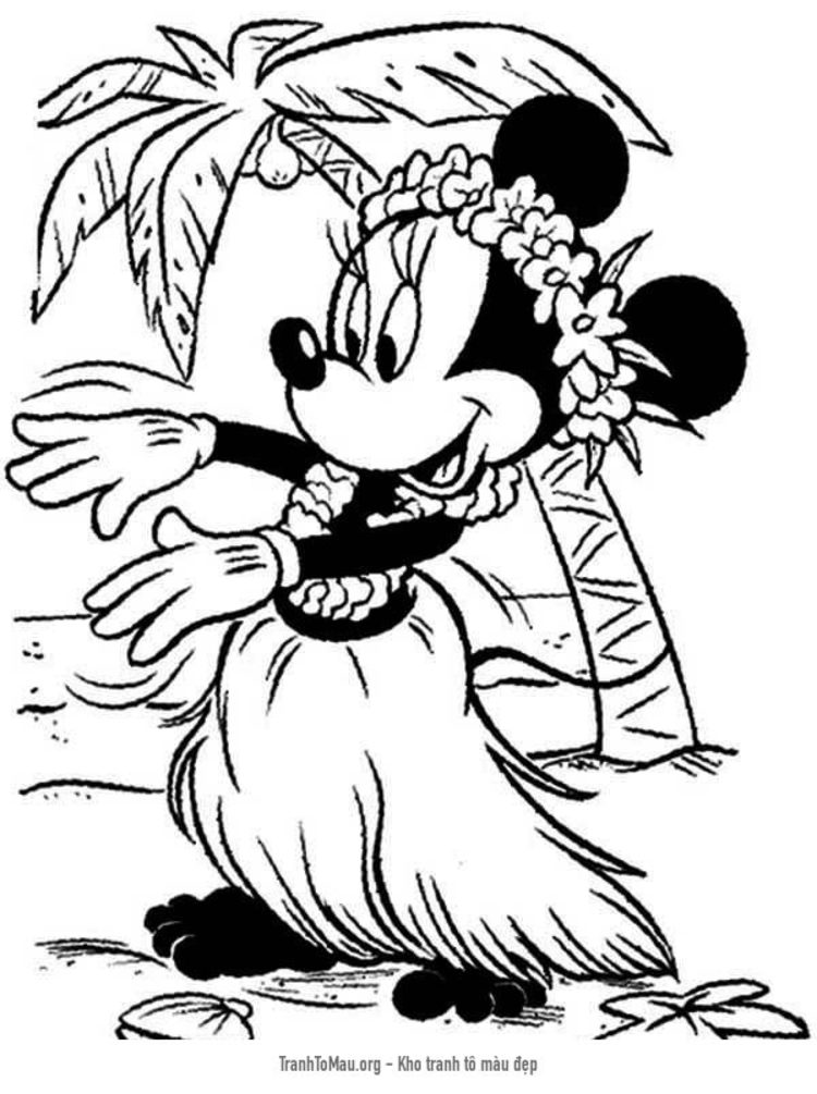 Tải tranh tô màu Minnie Nhảy Hula